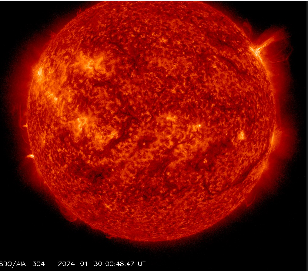 Eruptivní protuberance v AR3559, 30.1.2024, 00h 48m UT, SDO_AIA 304 nm.png