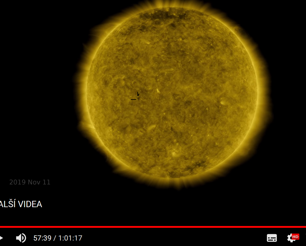 deset let snímkování Slunce  via  SDO_NASA, přechod Merkuru 11.11.2019.png