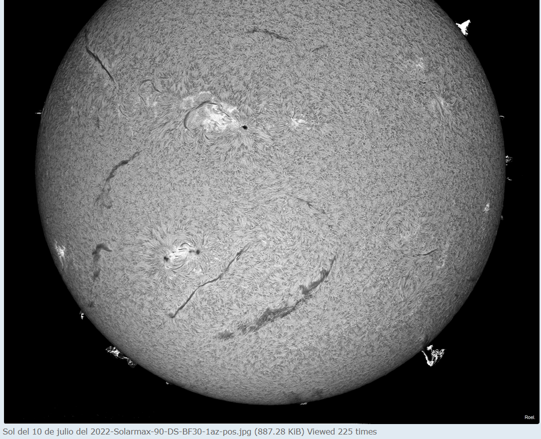 Velká protubka z 10.července 2022, v čáře H_alfa, Solarmax 90 DS,  by Eric Roel, Mexiko.png