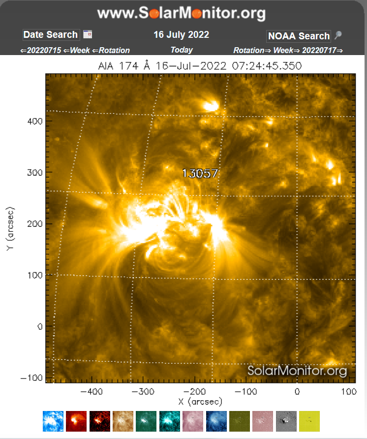 Flare M1.1  v AR3057, 16.07.2022, peak 06h 30m UT, AIA 174 A, SolarMonitor.png